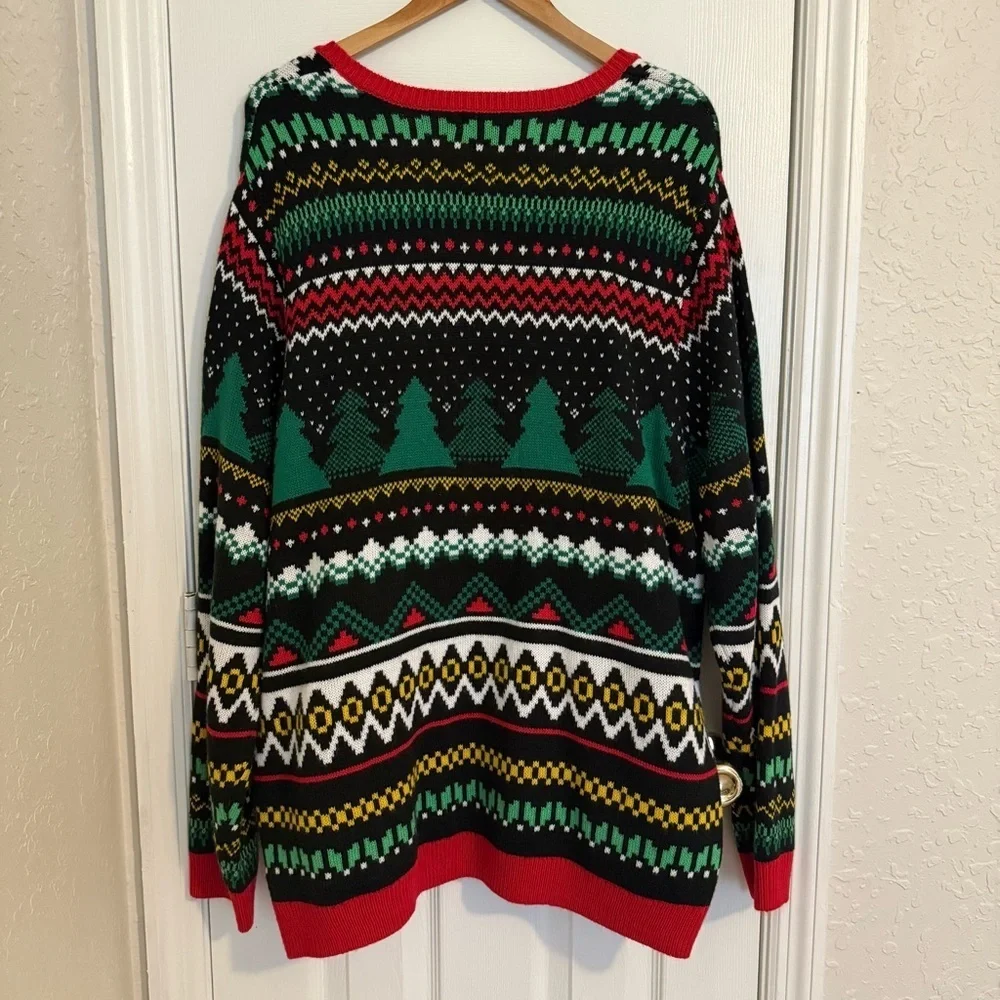 Holiday Time Men's Santa Ugly Christmas Sweater with Long Sleeves 2XL